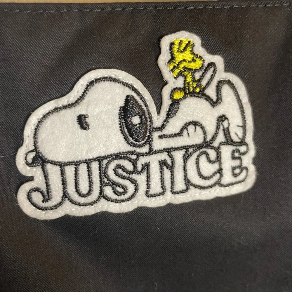 Justice Girls Black Pinafore Dress with Snoopy Graphic & Heart Accent Size M-10